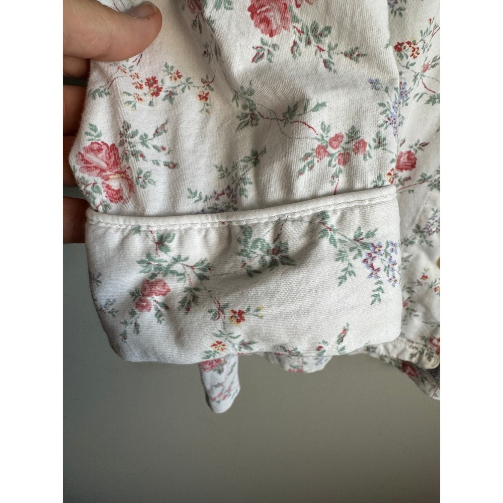 Lauren Ralph Lauren Floral Pajama Top White Pink Medium Cottagecore Shabby Chic - Picture 5 of 11